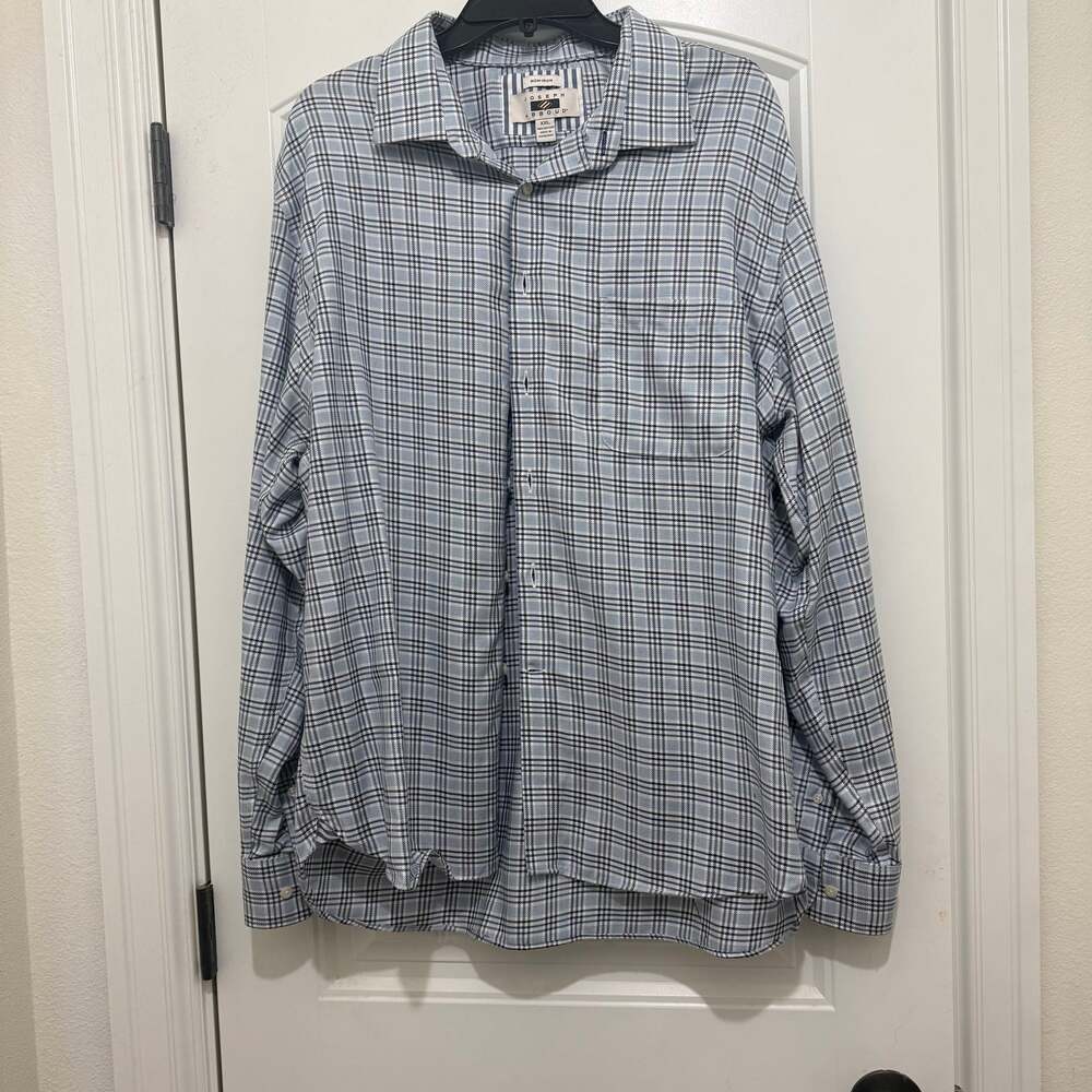 Joseph Abboud Non-Iron Blue Check Plaid Long Sleeve Button Shirt Mens XXL 2XL